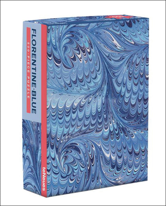 teNeues - Puzzle: Florentine Blue Marbleizing Pattern, 500 Piece, Full Color Artwork, Compact Box, 14 x 19 in