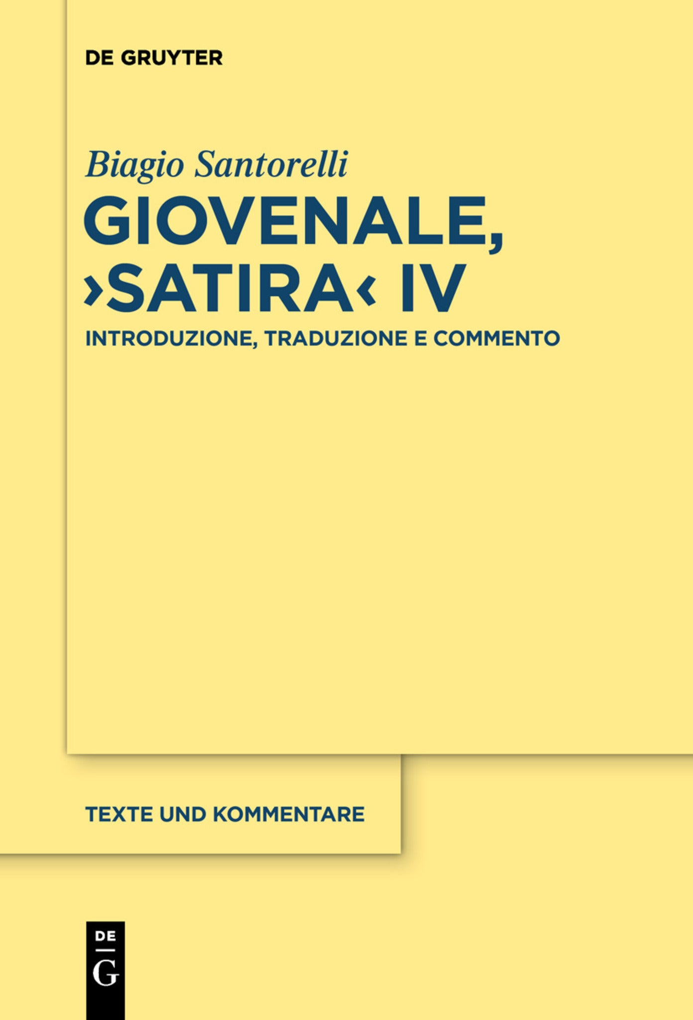 Cover image for Giovenale, "Satira" IV ISBN 9783110756104