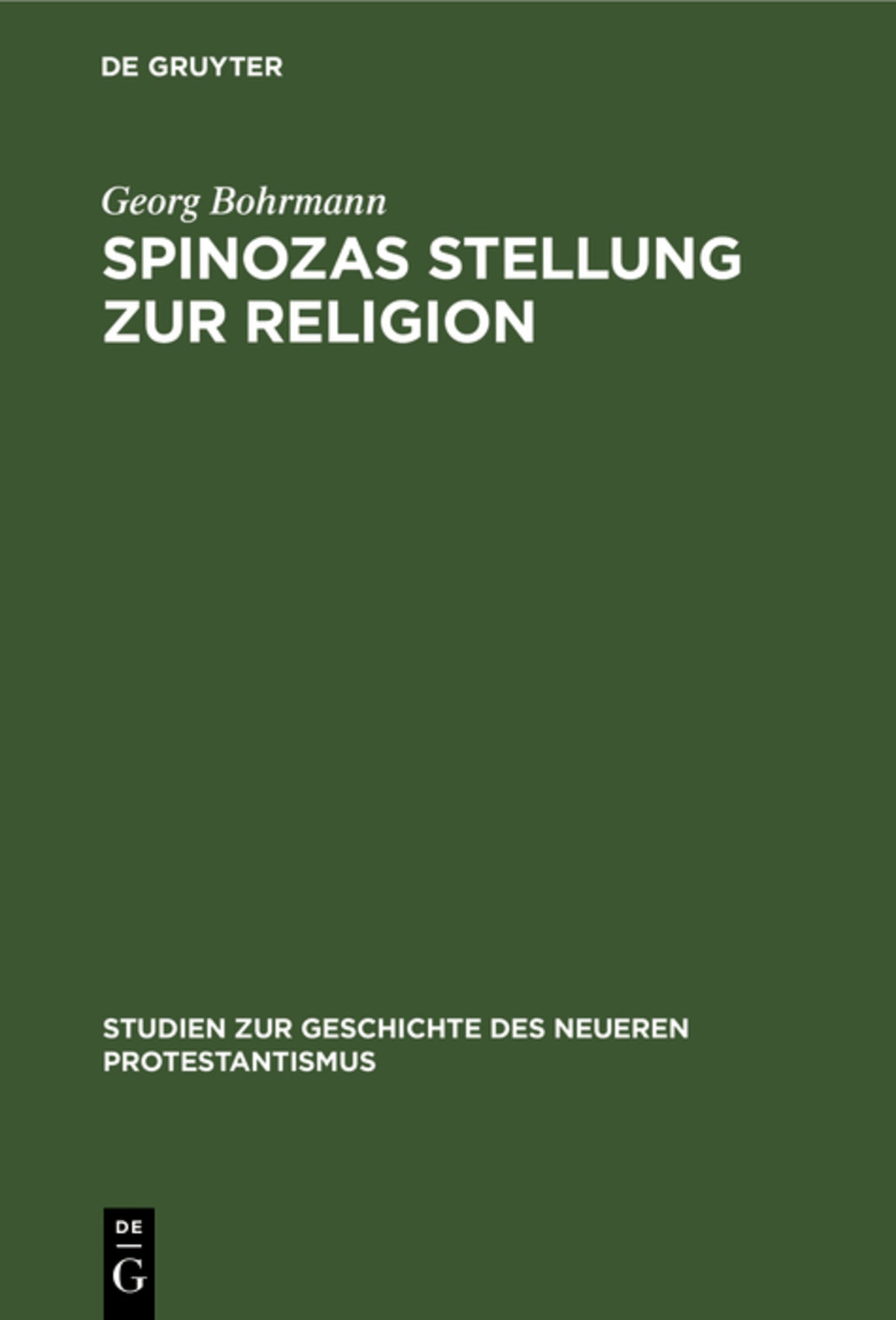 Cover image for Spinozas Stellung zur Religion ISBN 9783111186832