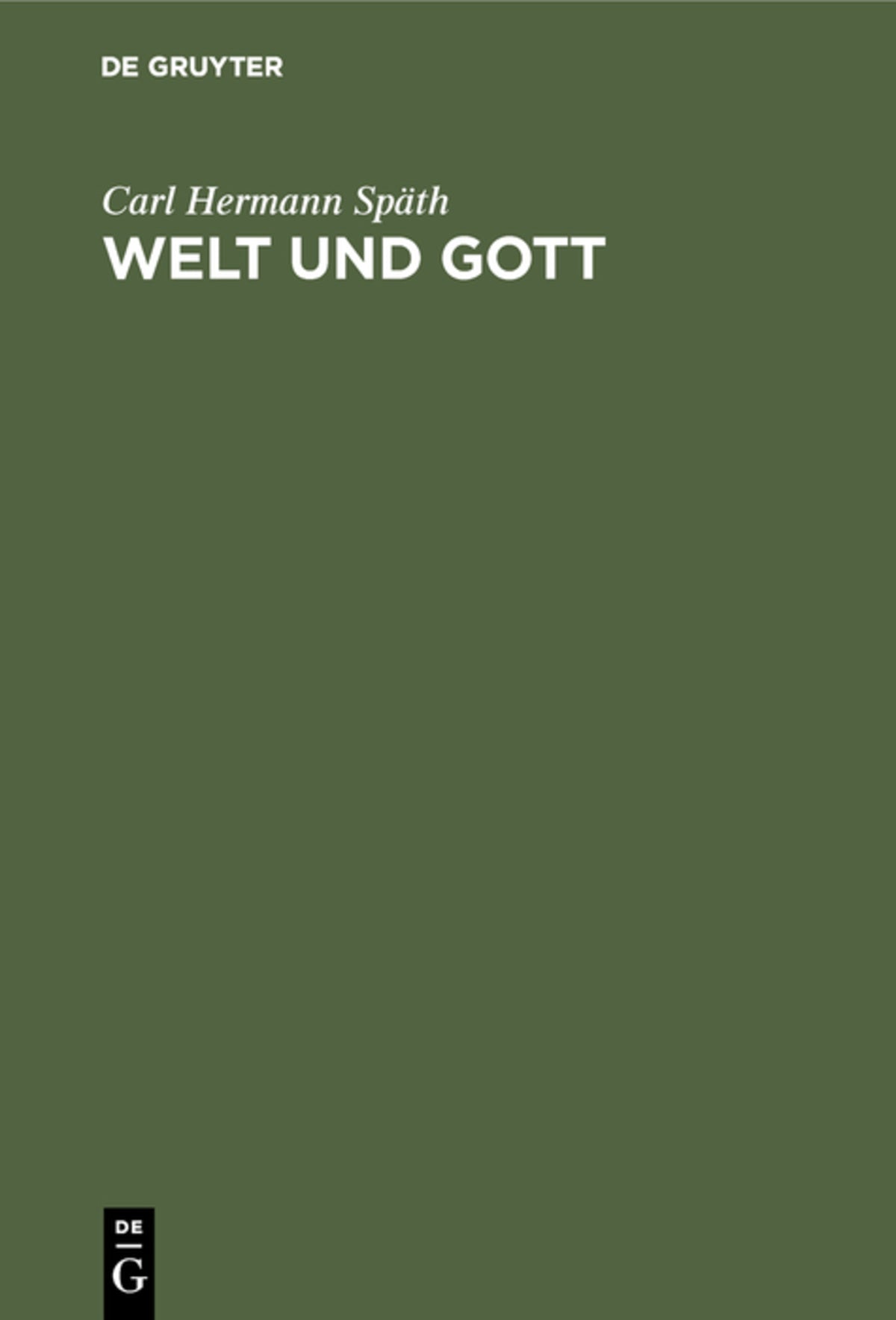 Cover image for Welt und Gott ISBN 9783111113135