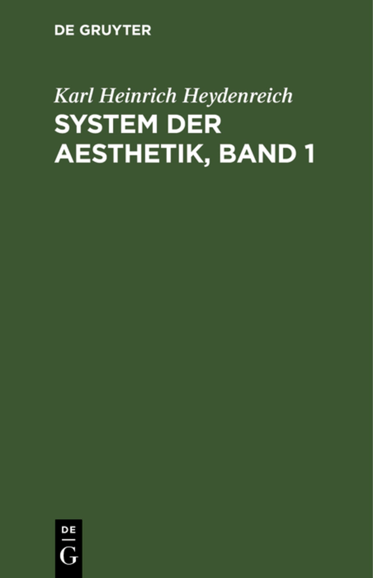 System der Aesthetik, Band 1