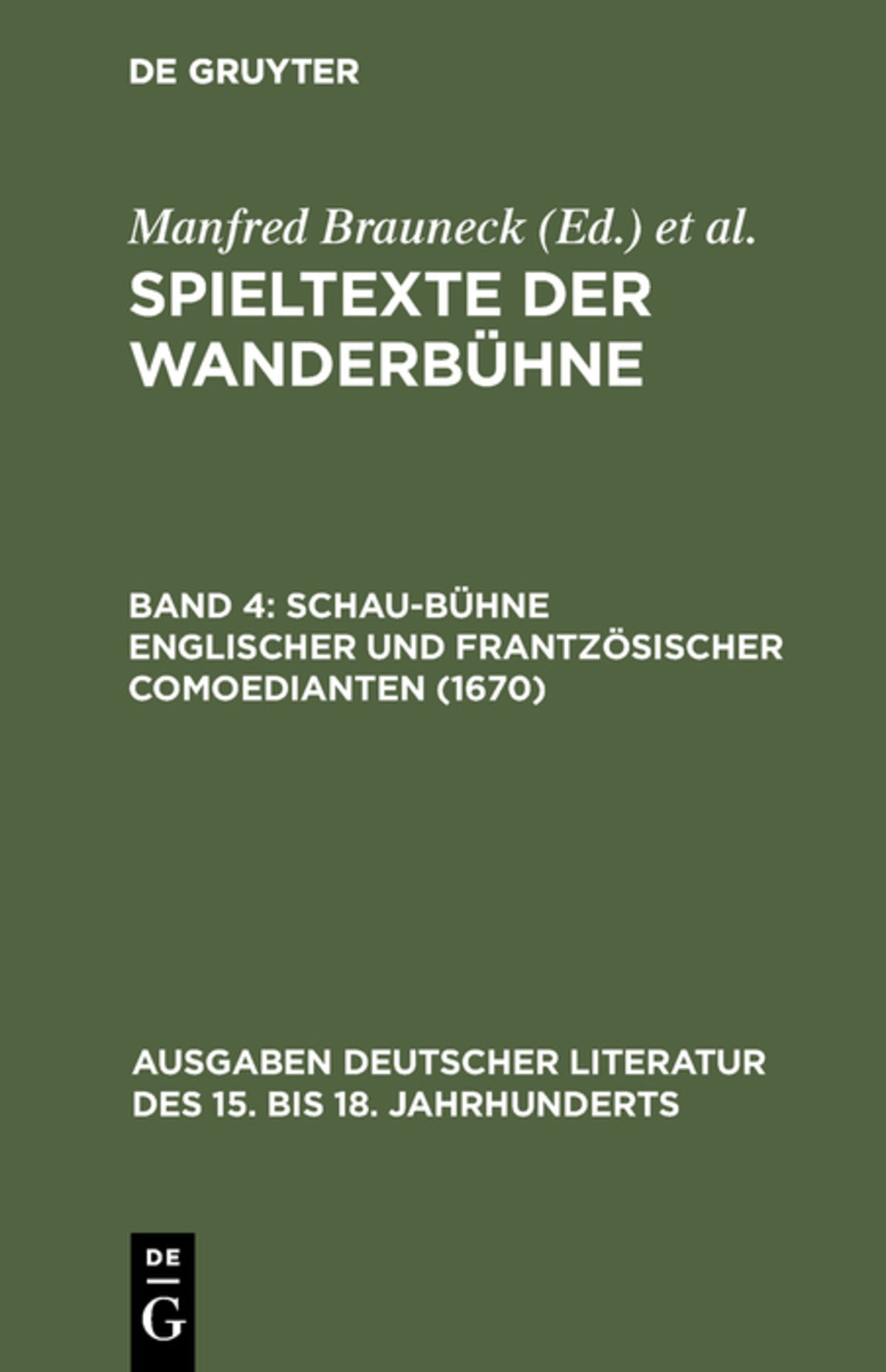Cover image for Schau-Bühne englischer und frantzösischer Comoedianten (1670) ISBN 9783110040012