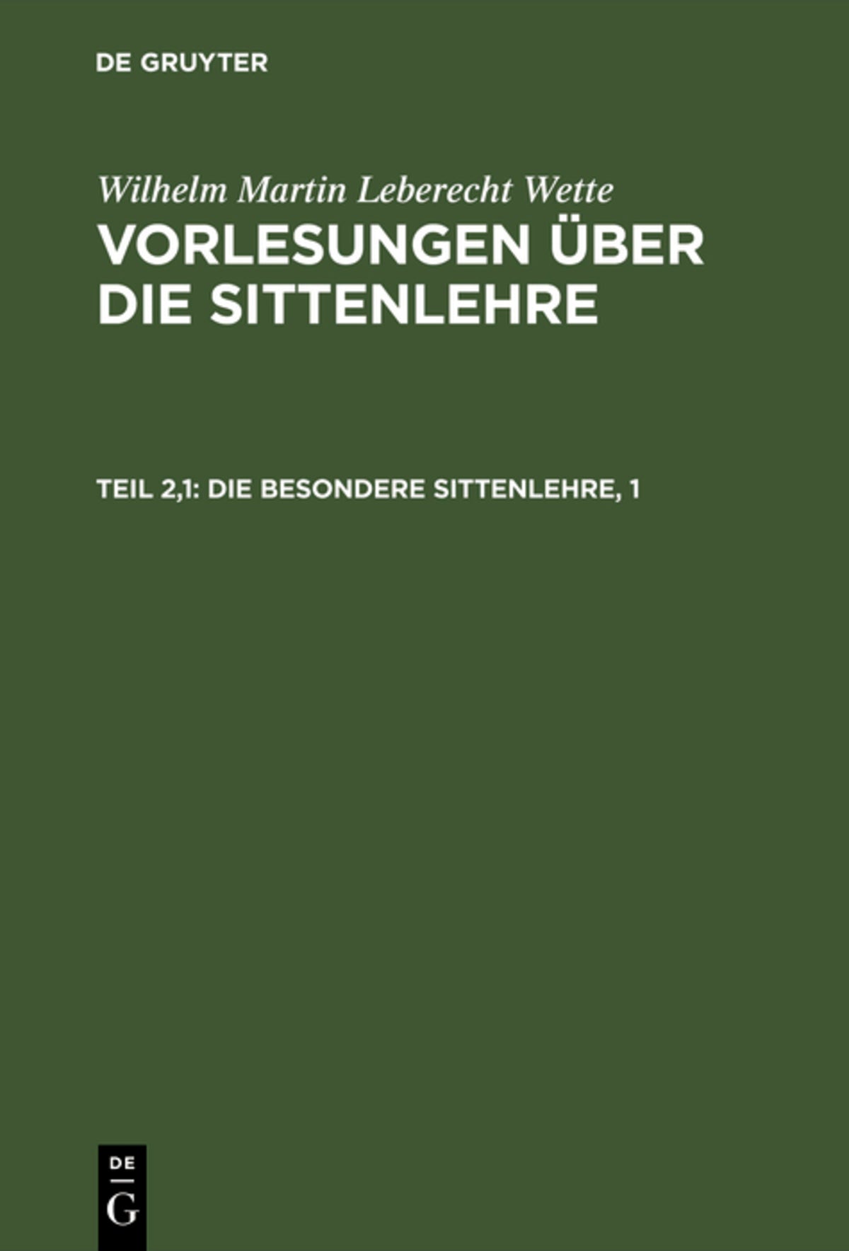 Cover image for Die besondere Sittenlehre, 1 ISBN 9783111102016