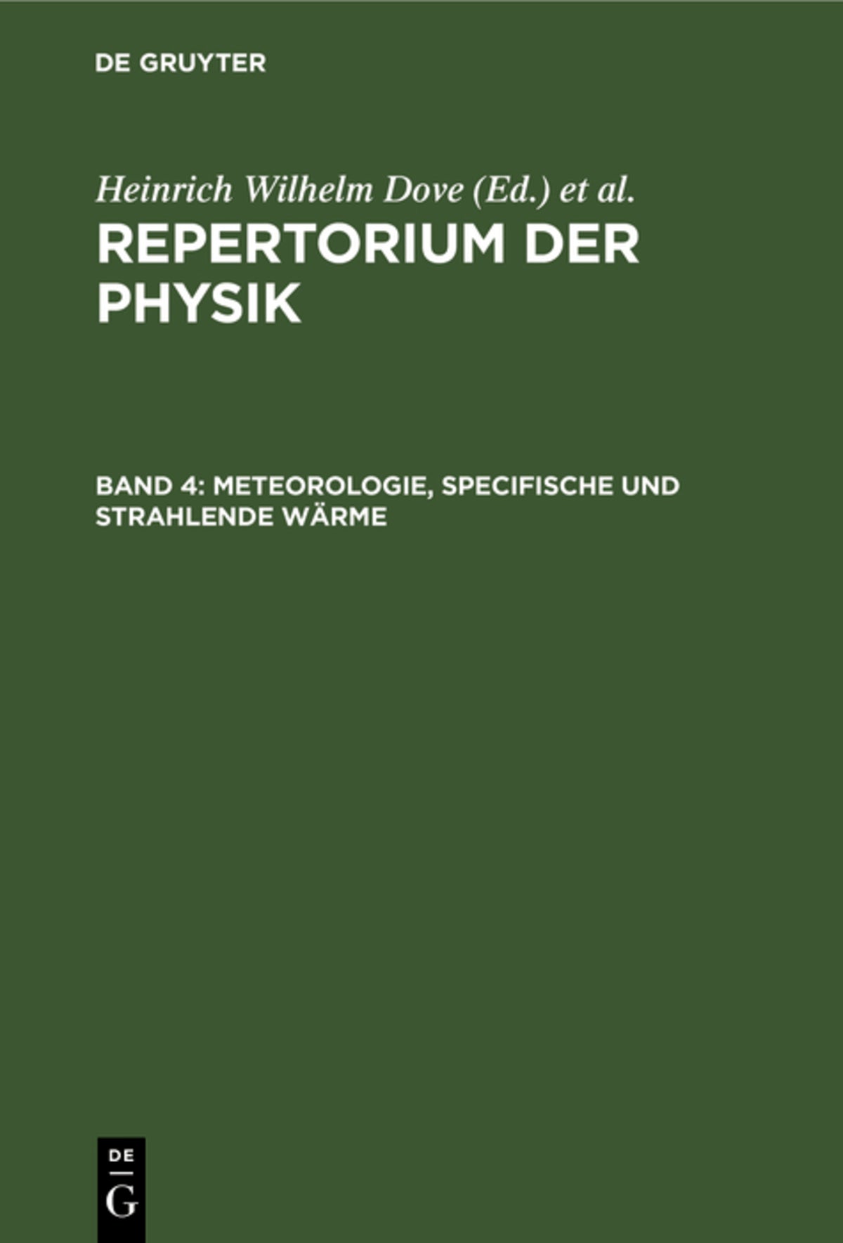 Cover image for Meteorologie, specifische und strahlende Wärme ISBN 9783111205953