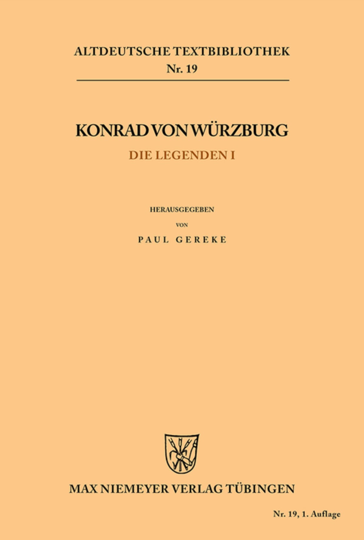 Cover image for Die Legenden I ISBN 9783110483949