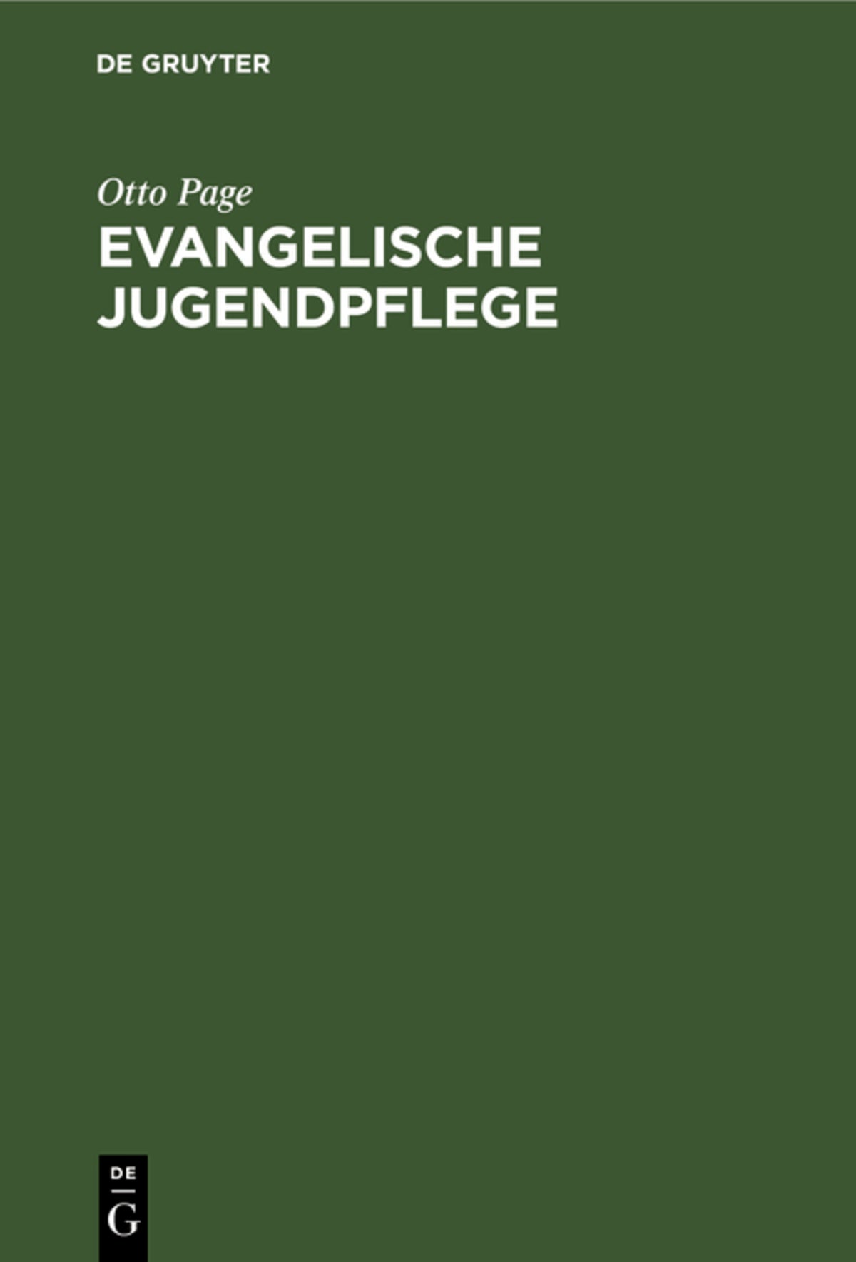 Cover image for Evangelische Jugendpflege ISBN 9783111182483