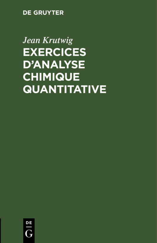 Exercices d’analyse chimique quantitative
