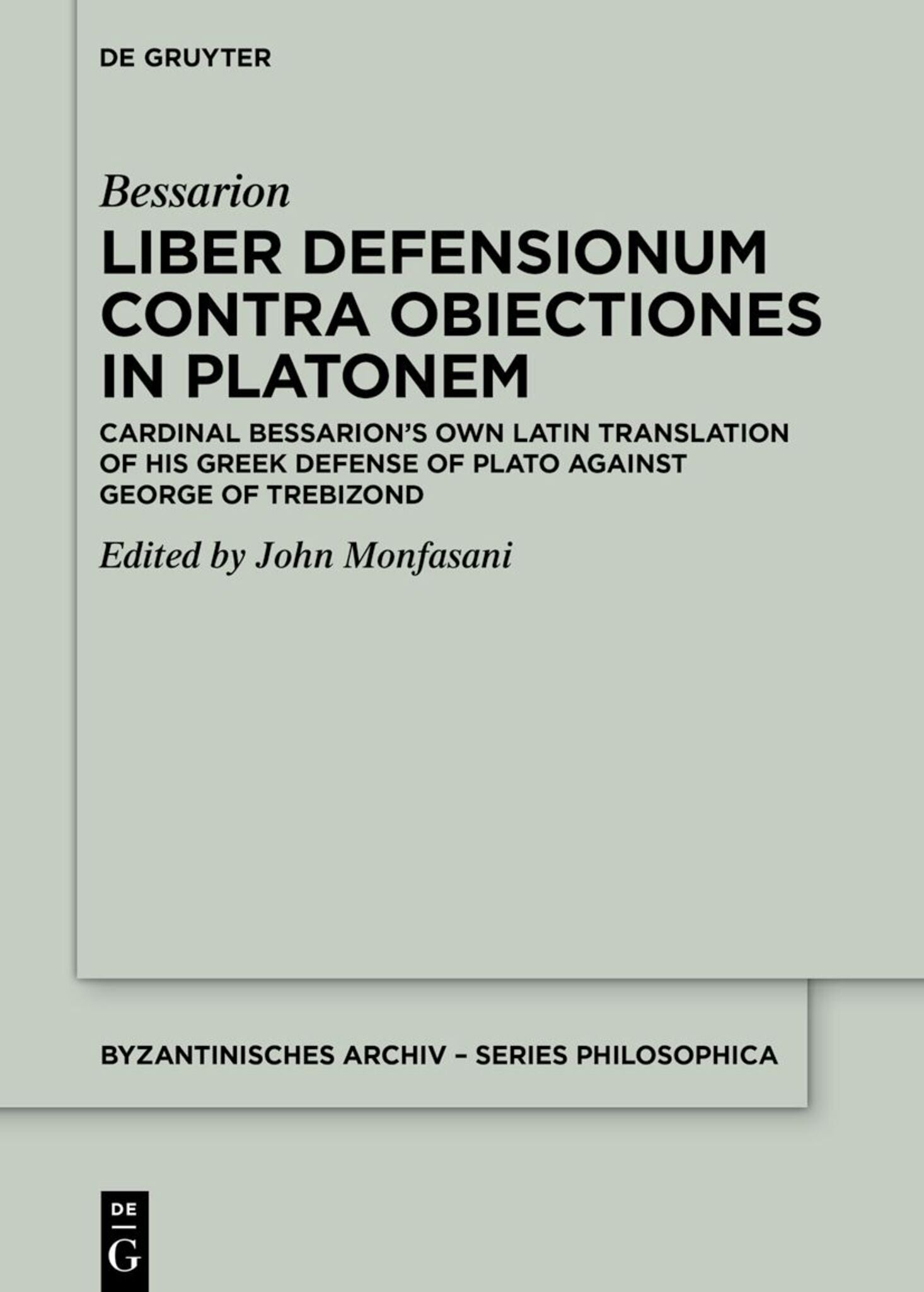 Cover image for Liber Defensionum contra Obiectiones in Platonem ISBN 9783111246352