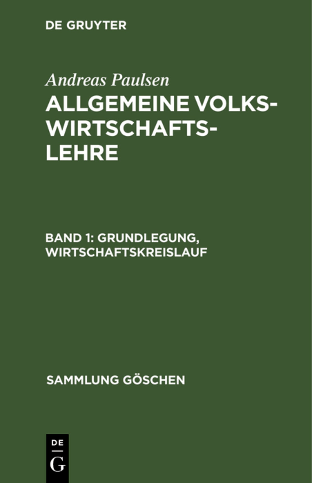 Cover image for Grundlegung, Wirtschaftskreislauf ISBN 9783111017303