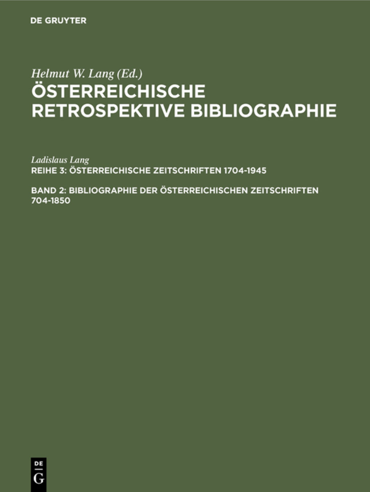 Bibliographie der österreichischen Zeitschriften 1704-1850