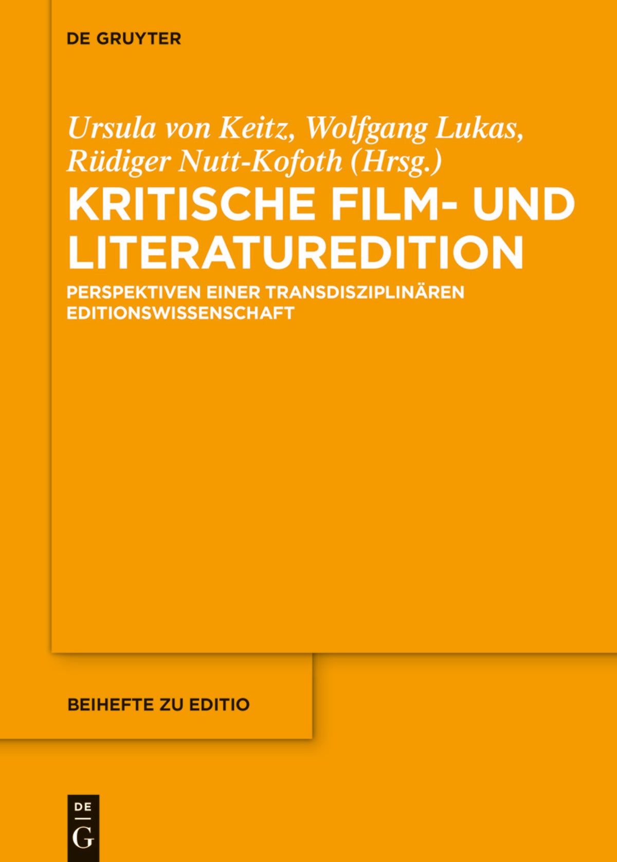 Cover image for Kritische Film- und Literaturedition ISBN 9783110684476