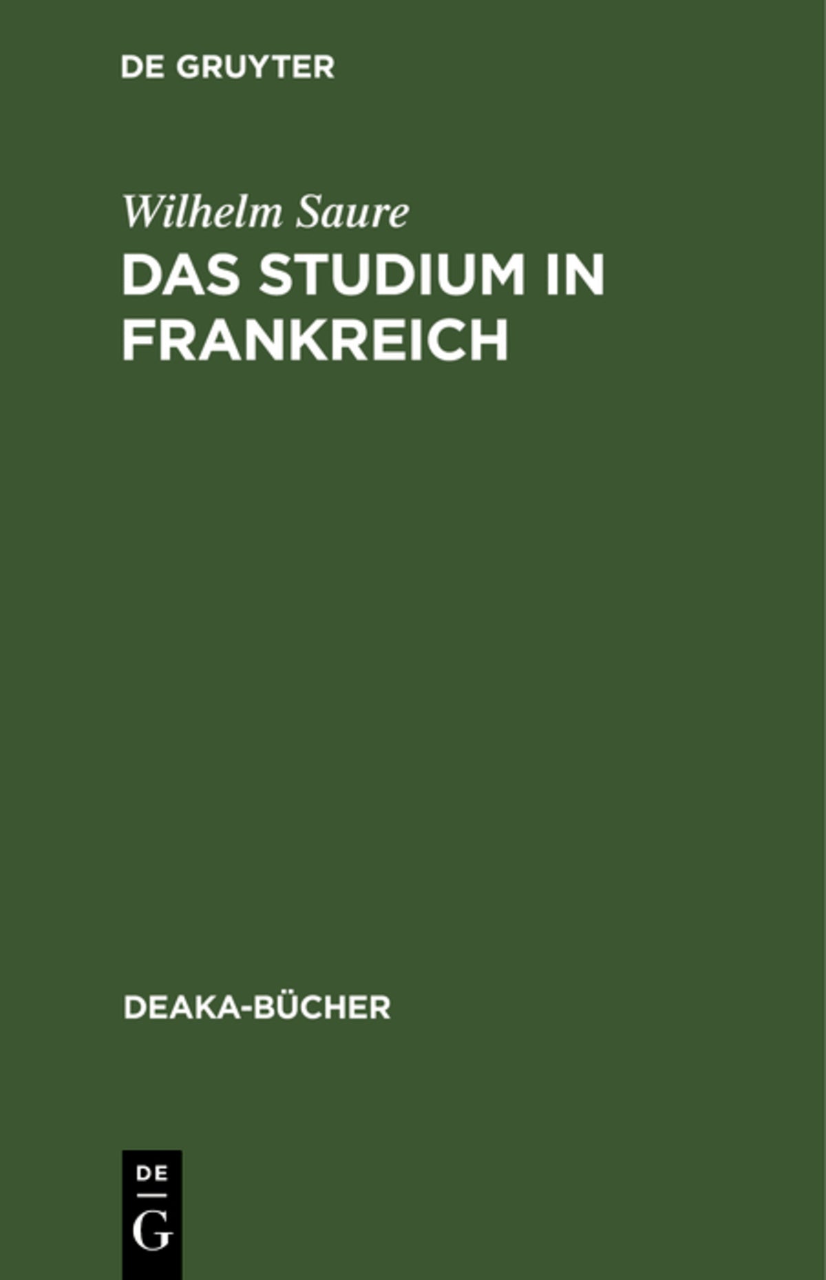 Cover image for Das Studium in Frankreich ISBN 9783111046457