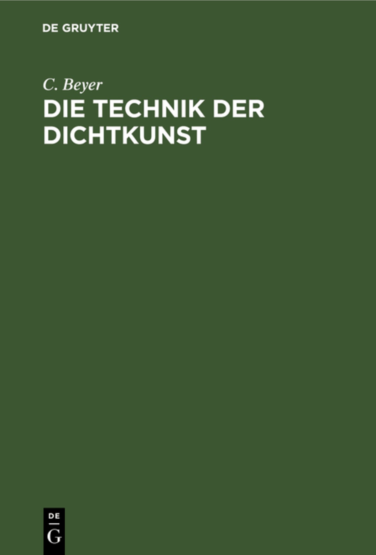 Cover image for Die Technik der Dichtkunst ISBN 9783112377055