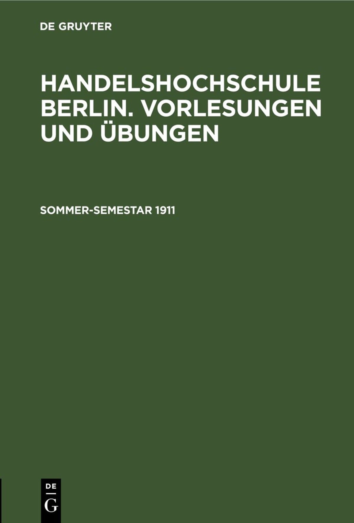 Cover image for Sommer-Semestar 1911 ISBN 9783112674772