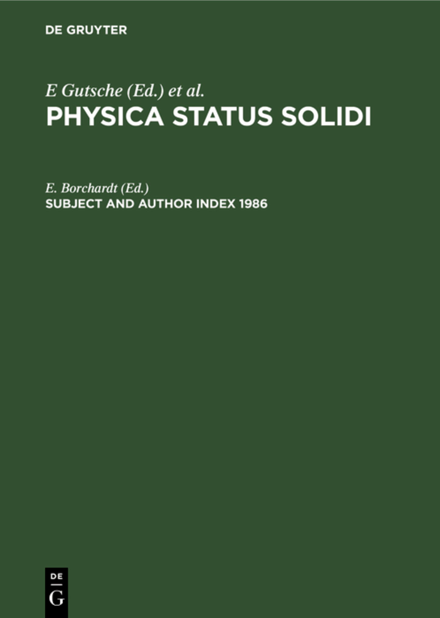 Subject and Author Index 1986