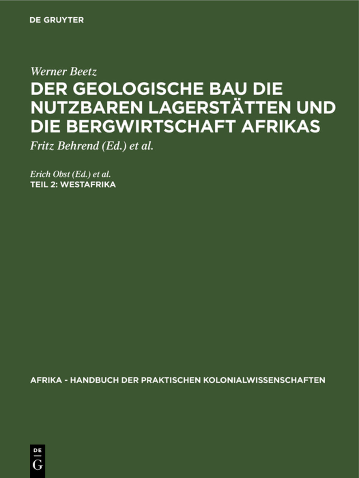 Cover image for Westafrika ISBN 9783111070360