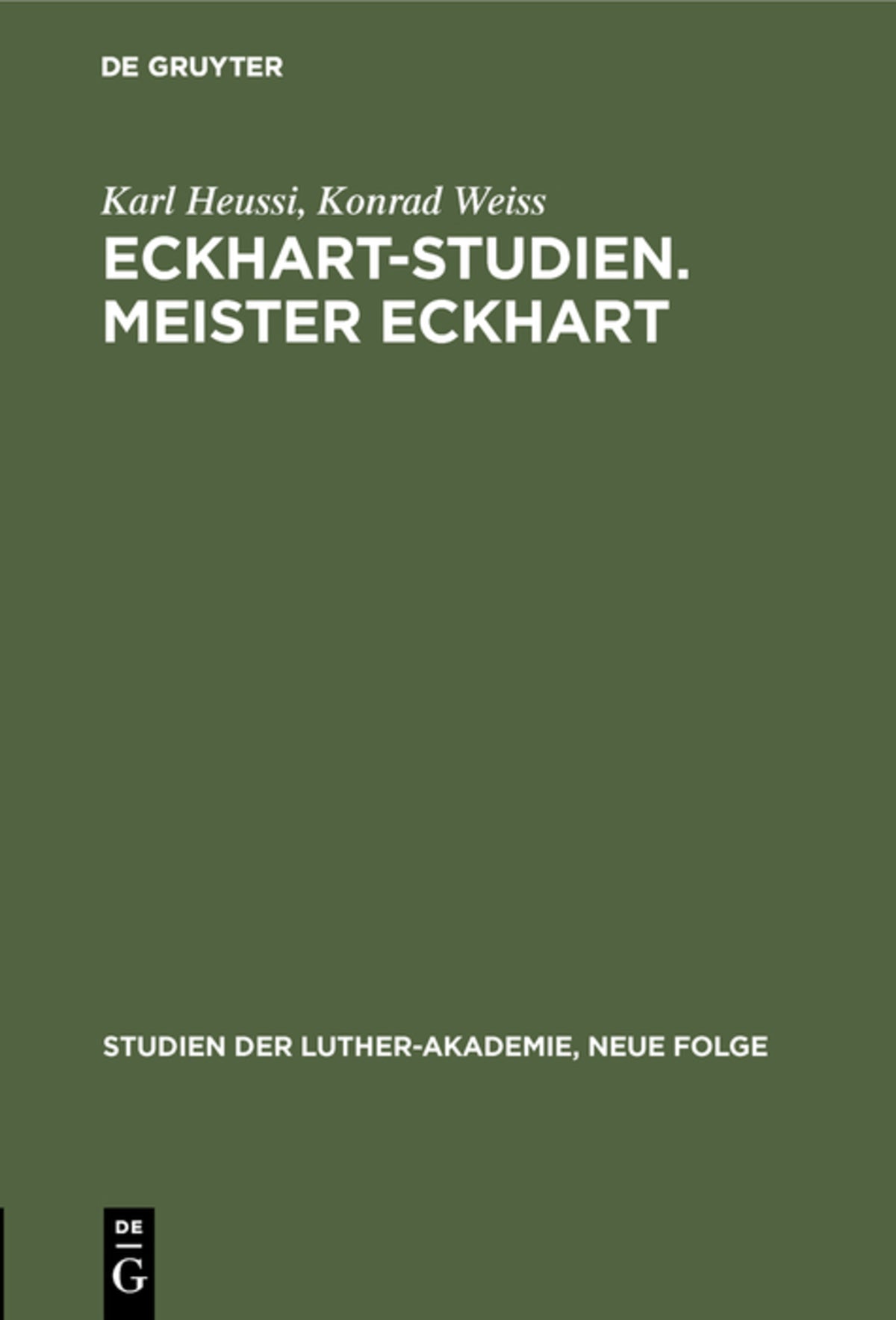 Cover image for Eckhart-Studien. Meister Eckhart ISBN 9783110052459