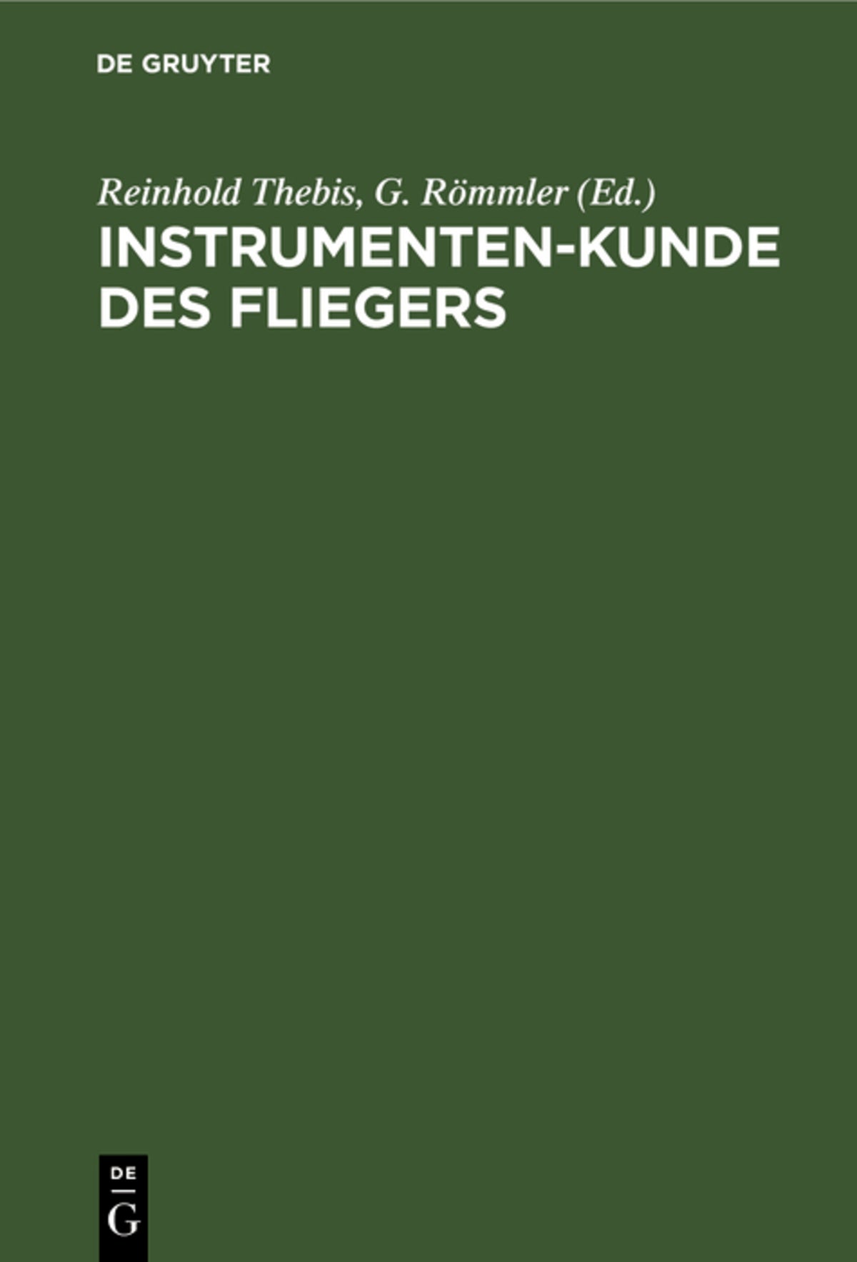 Cover image for Instrumenten-Kunde des Fliegers ISBN 9783112407073