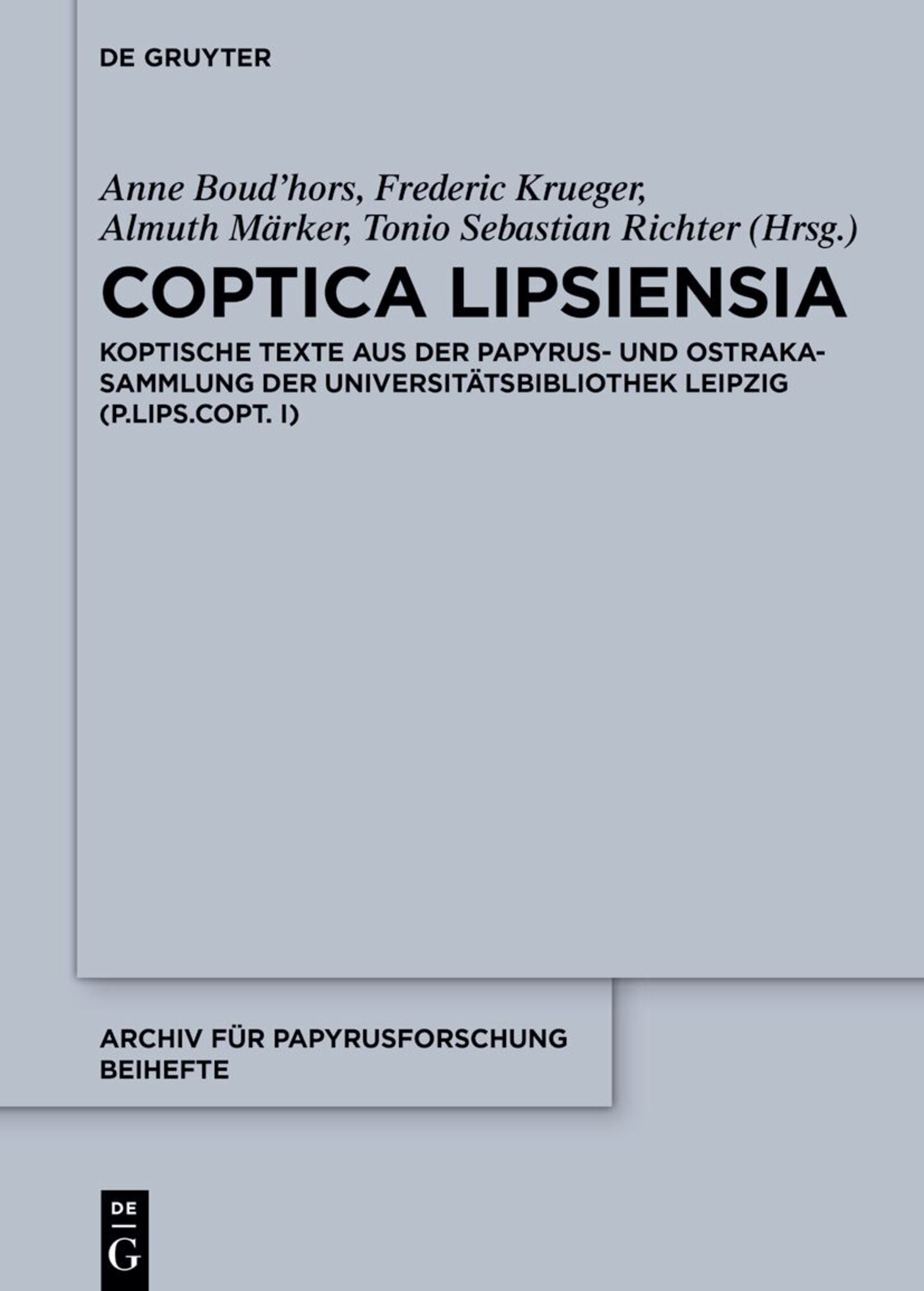 Cover image for Coptica Lipsiensia ISBN 9783111423944