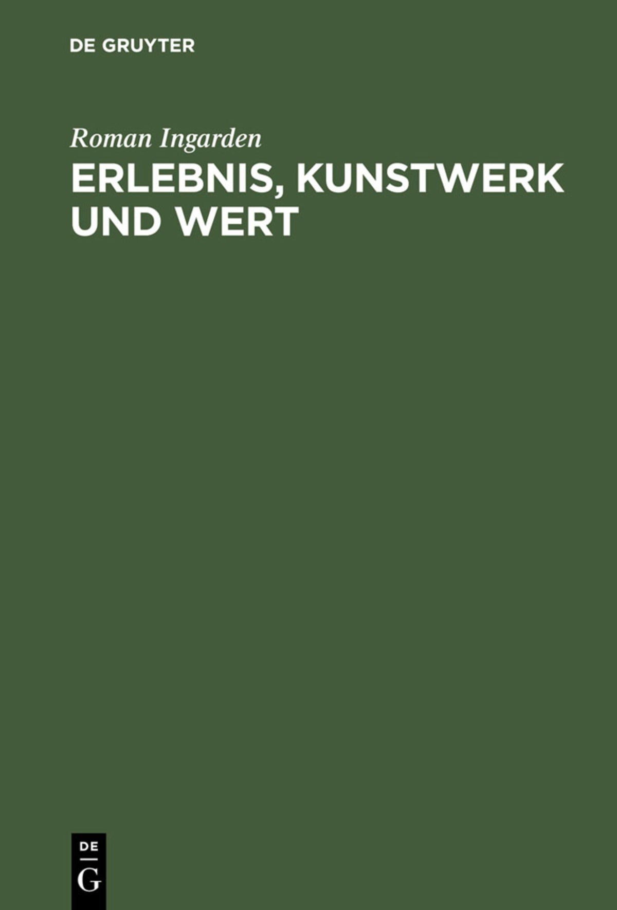 Cover image for Erlebnis, Kunstwerk und Wert ISBN 9783484700505