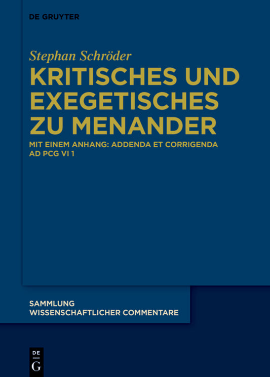 Kritisches und Exegetisches zu Menander