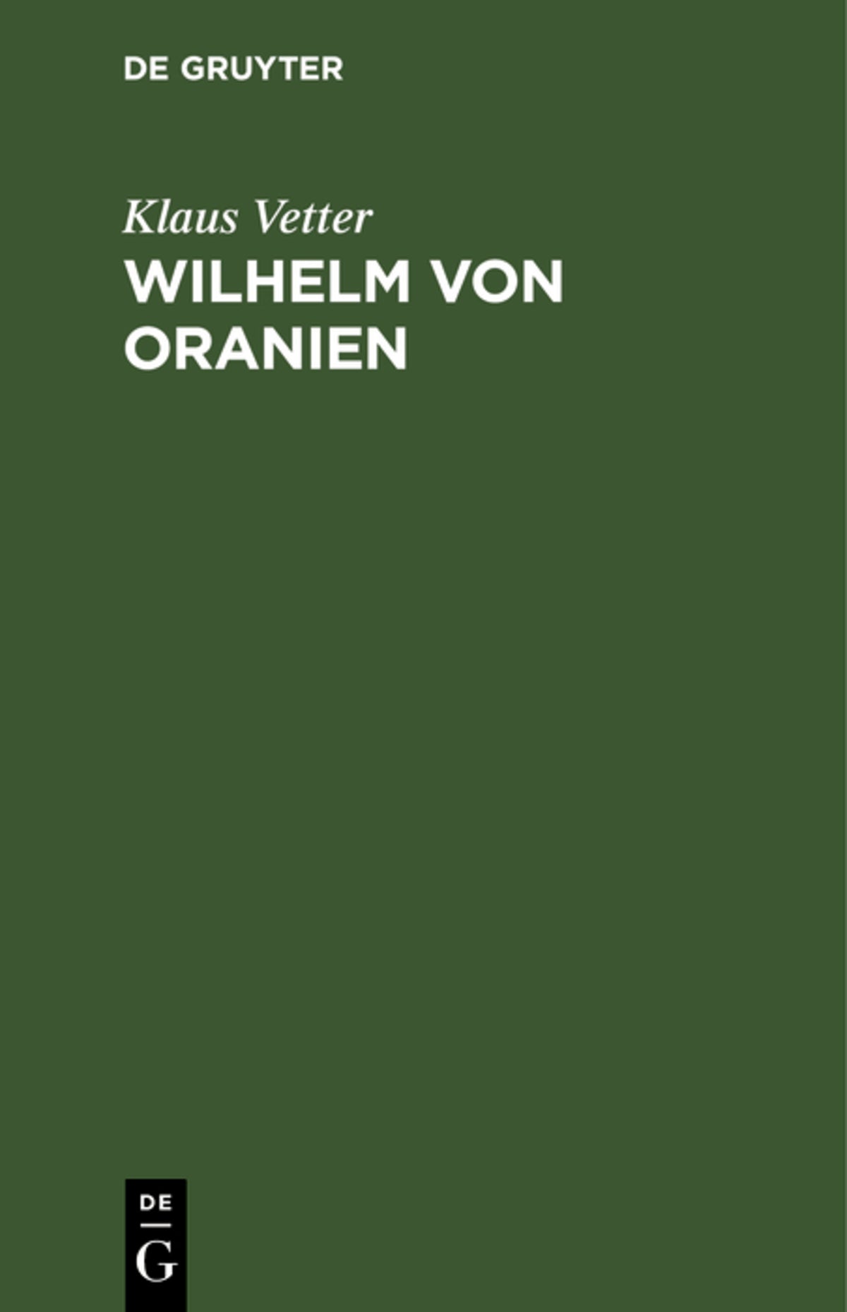 Cover image for Wilhelm von Oranien ISBN 9783112528655