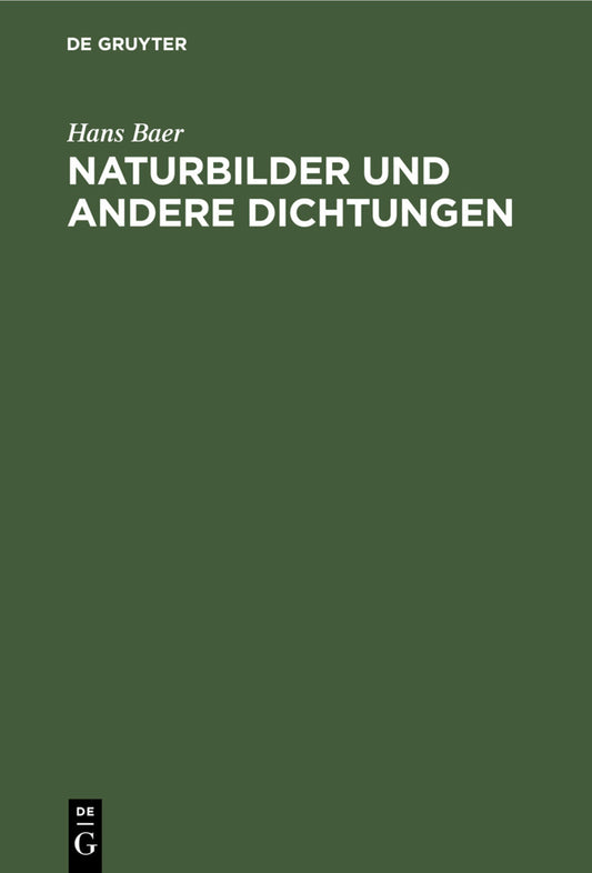 Naturbilder und andere Dichtungen