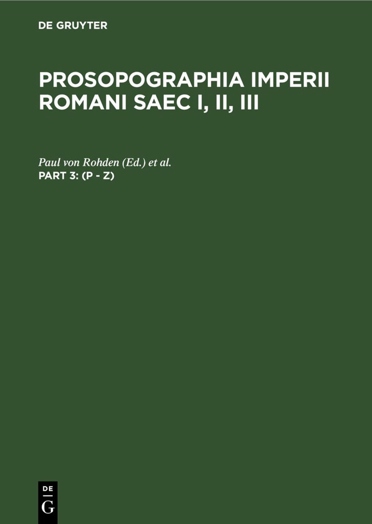 Cover image for (P - Z) ISBN 9783110022759