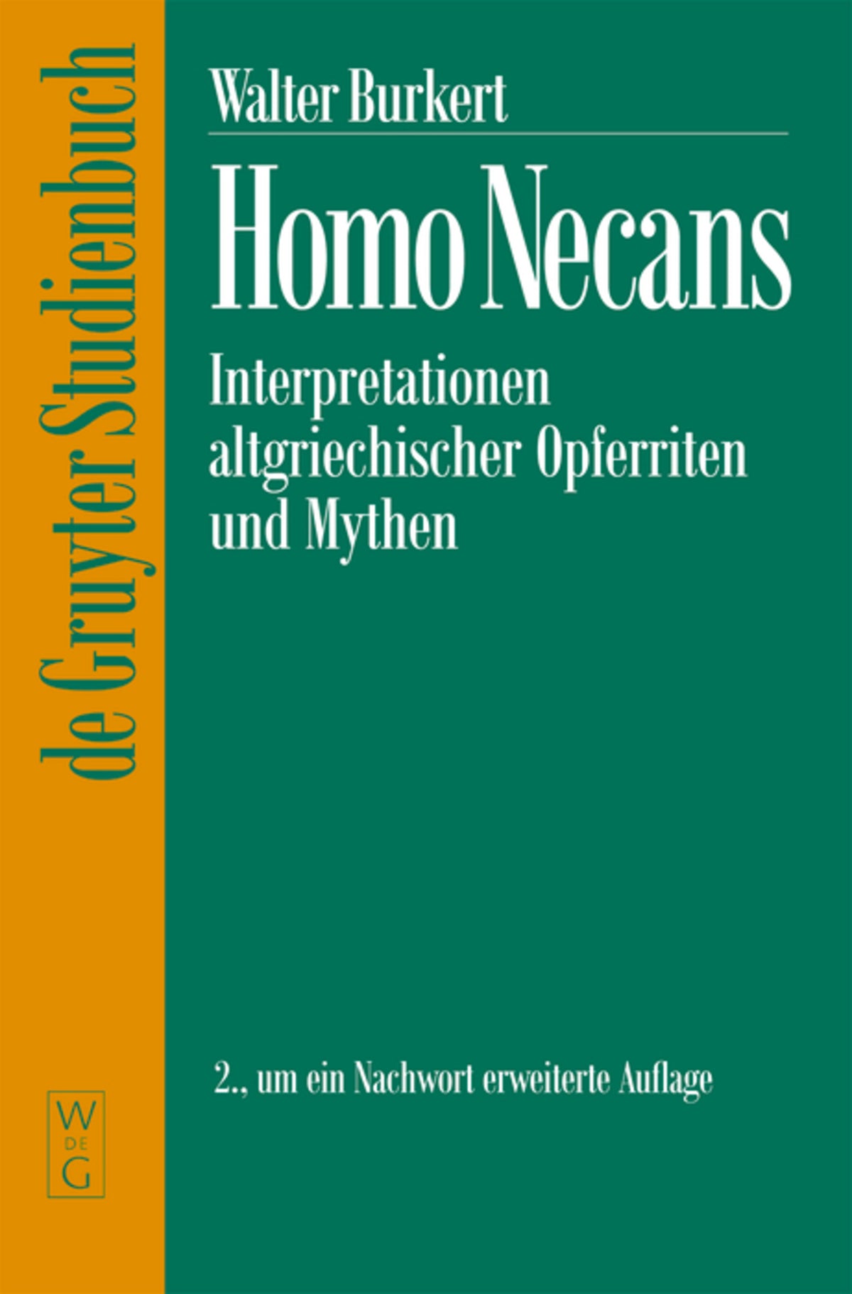 Cover image for Homo Necans ISBN 9783110150988