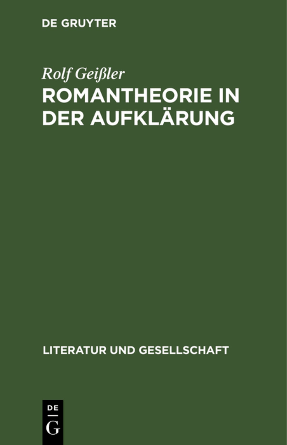 Cover image for Romantheorie in der Aufklärung ISBN 9783112481318