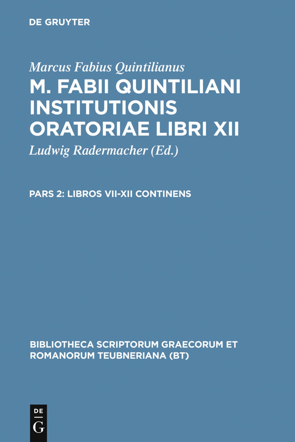 Cover image for Libros VII-XII continens ISBN 9783111233277