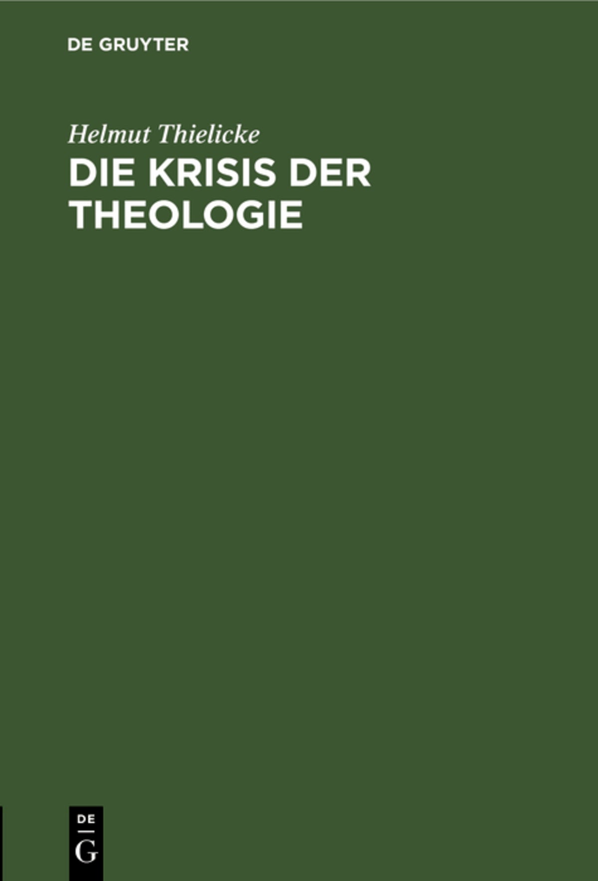 Cover image for Die Krisis der Theologie ISBN 9783112490877