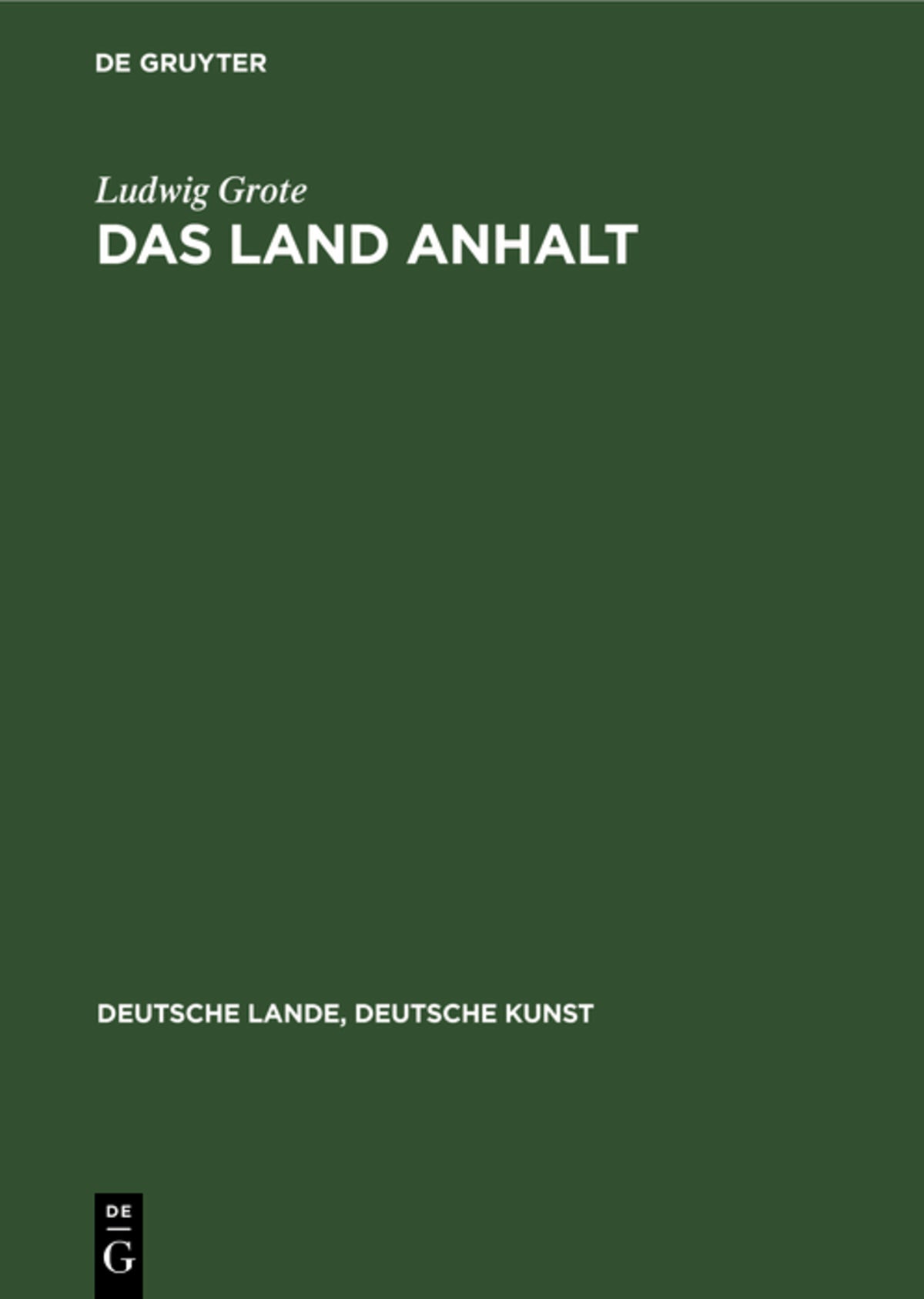 Cover image for Das Land Anhalt ISBN 9783112357217
