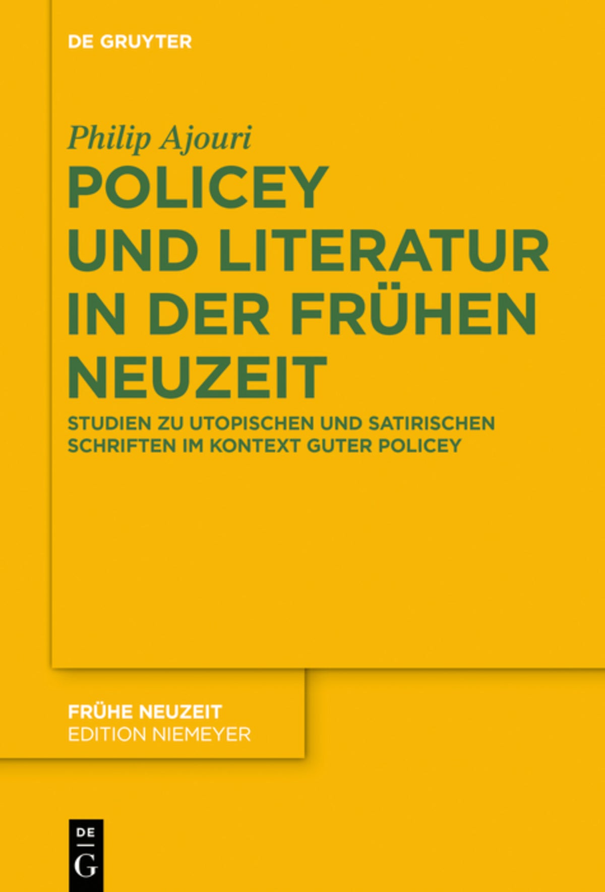 Cover image for Policey und Literatur in der Frühen Neuzeit ISBN 9783110572872