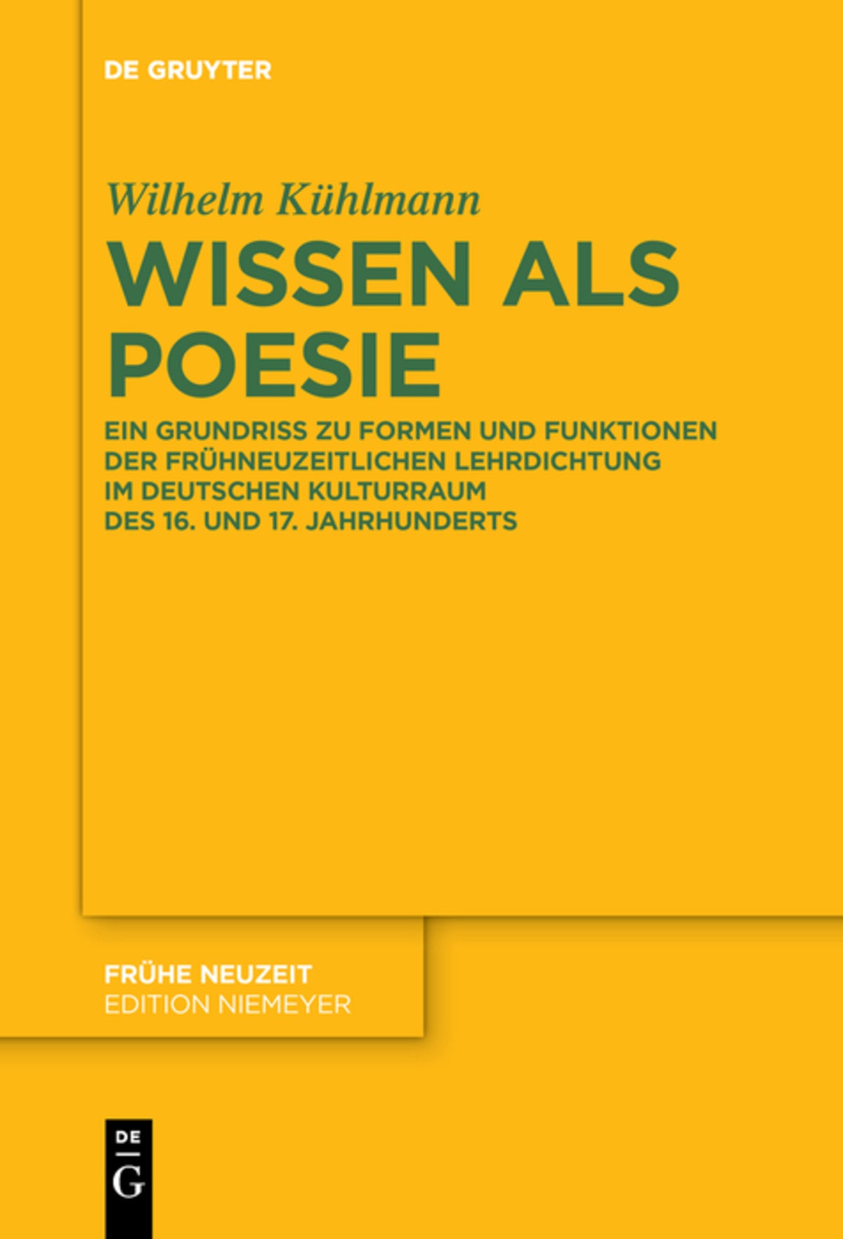 Cover image for Wissen als Poesie ISBN 9783110651928