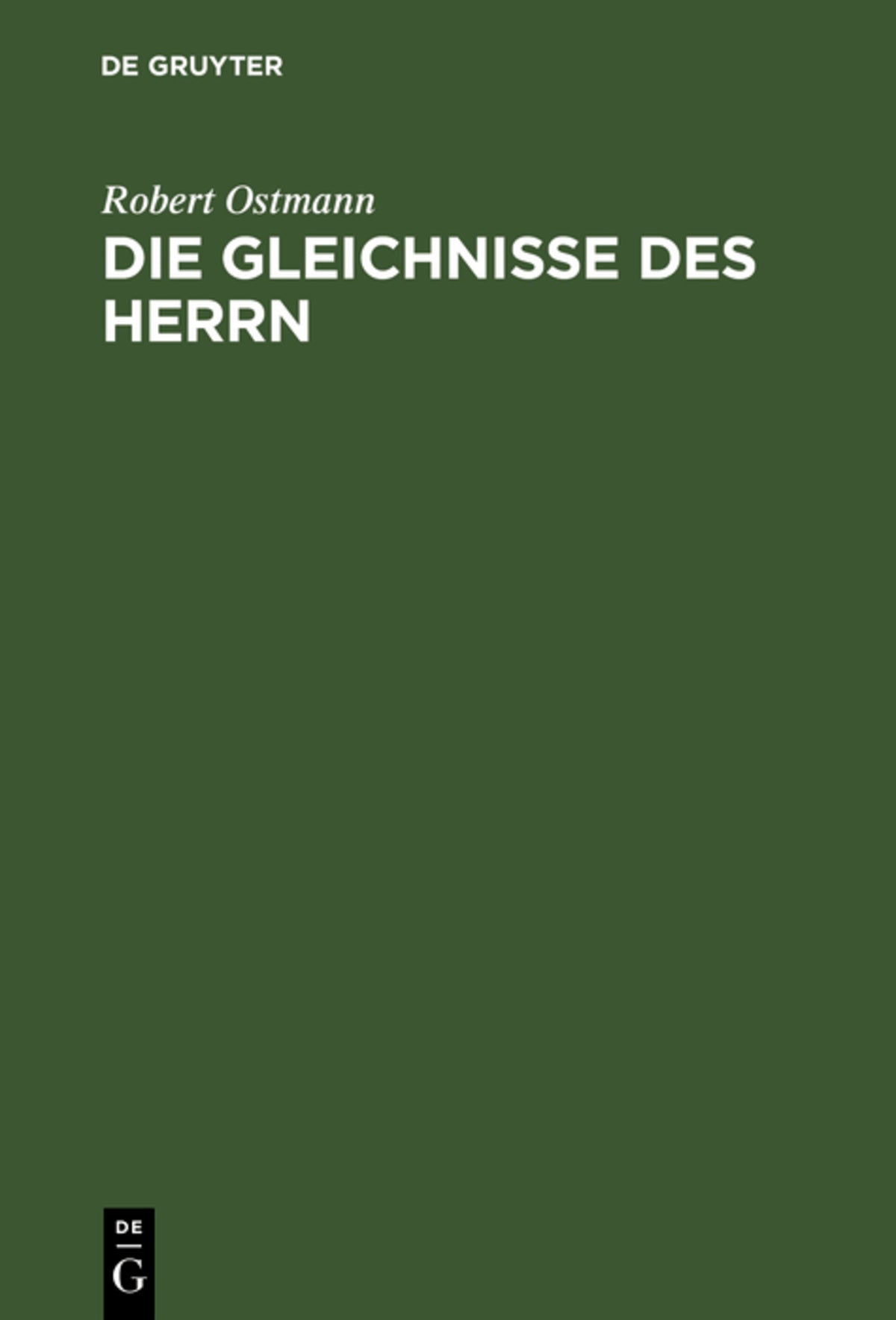 Cover image for Die Gleichnisse des Herrn ISBN 9783111131085