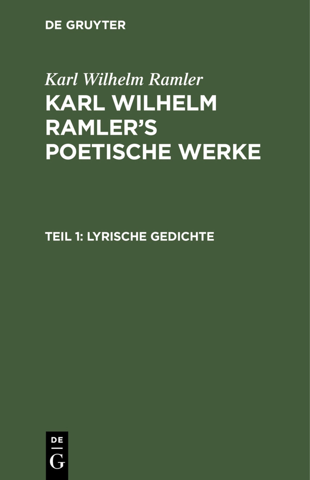 Cover image for Lyrische Gedichte ISBN 9783112440612