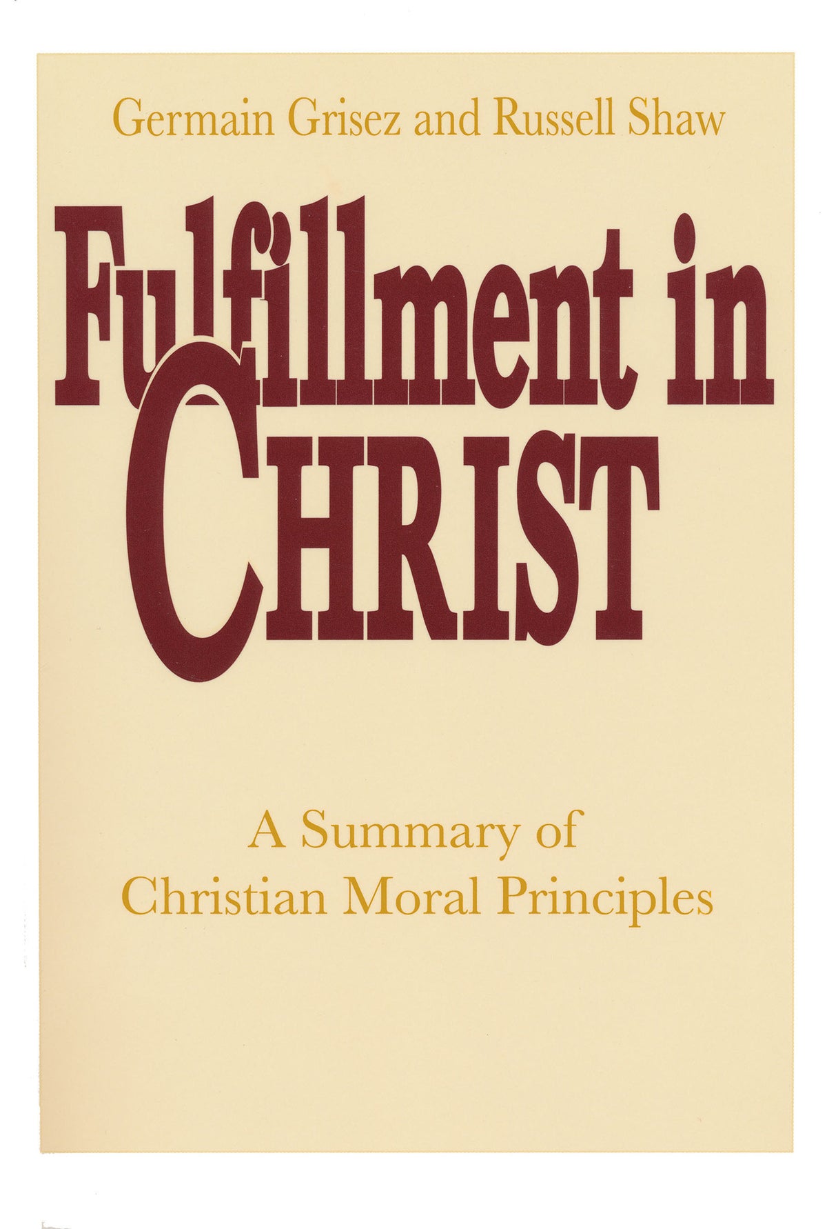Cover image for Fulfillment in Christ ISBN 9780268009809