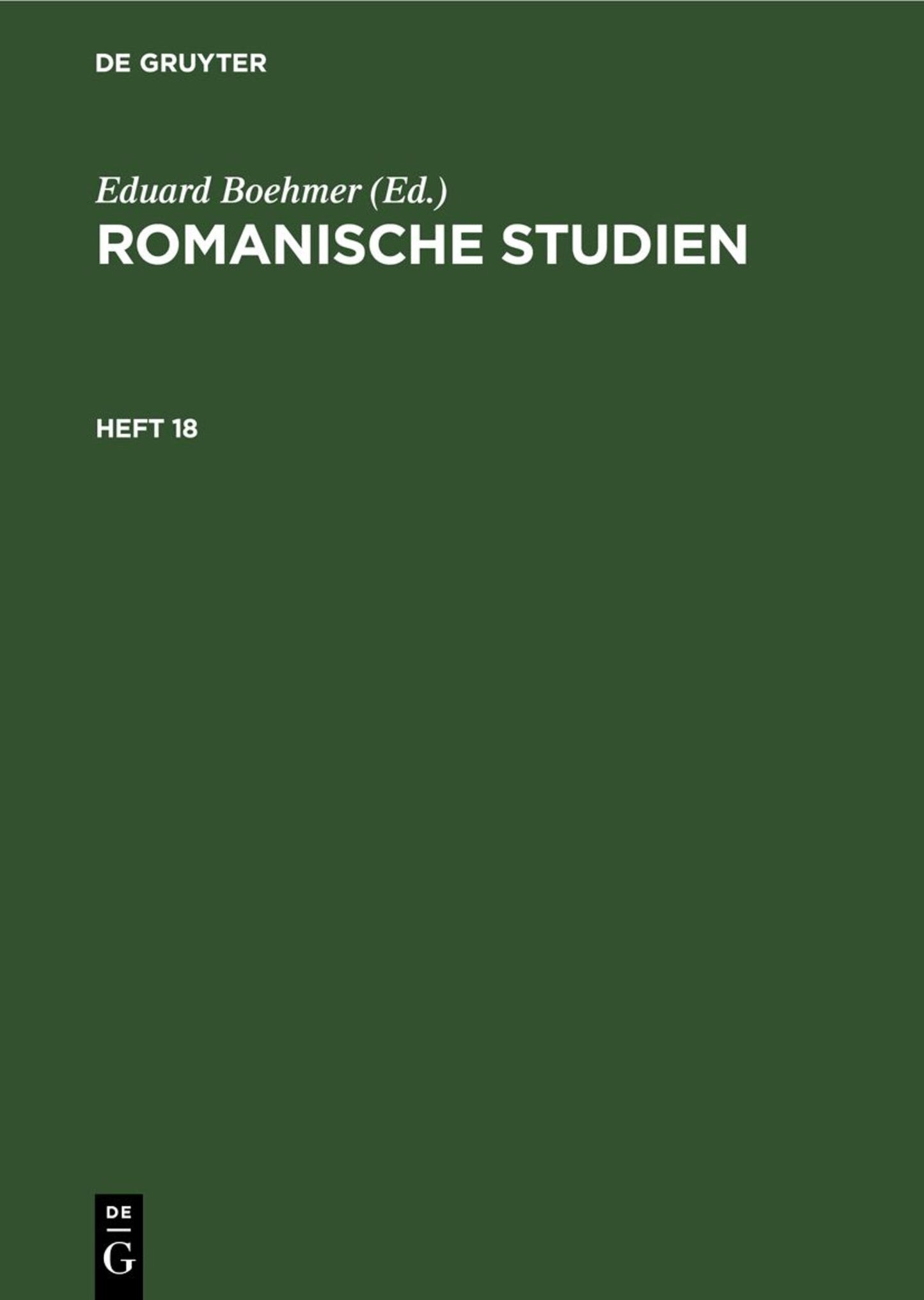 Romanische Studien. Heft 18