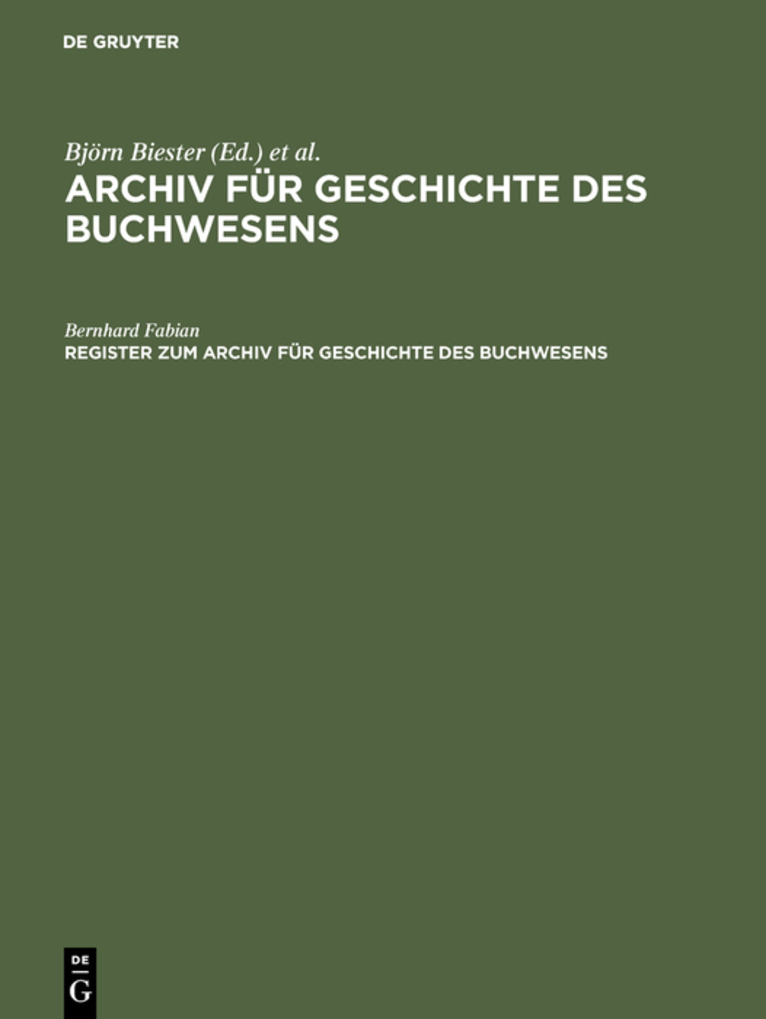 Register zum Archiv für Geschichte des Buchwesens (Band I–XX)