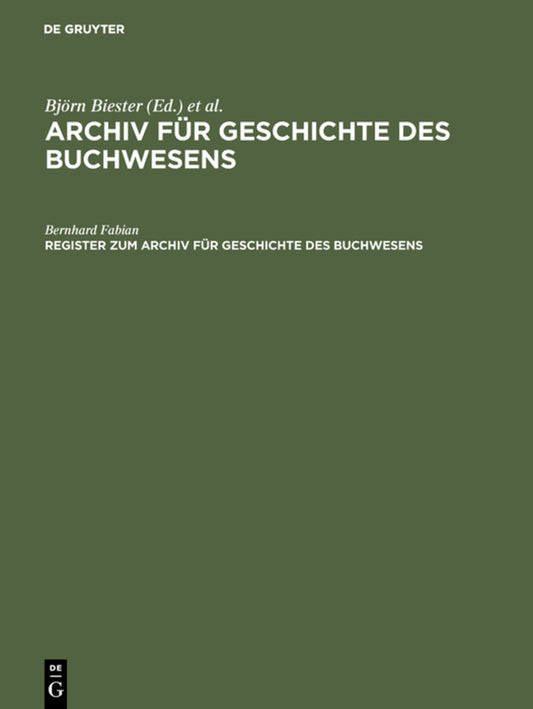 Register zum Archiv für Geschichte des Buchwesens (Band I–XX)