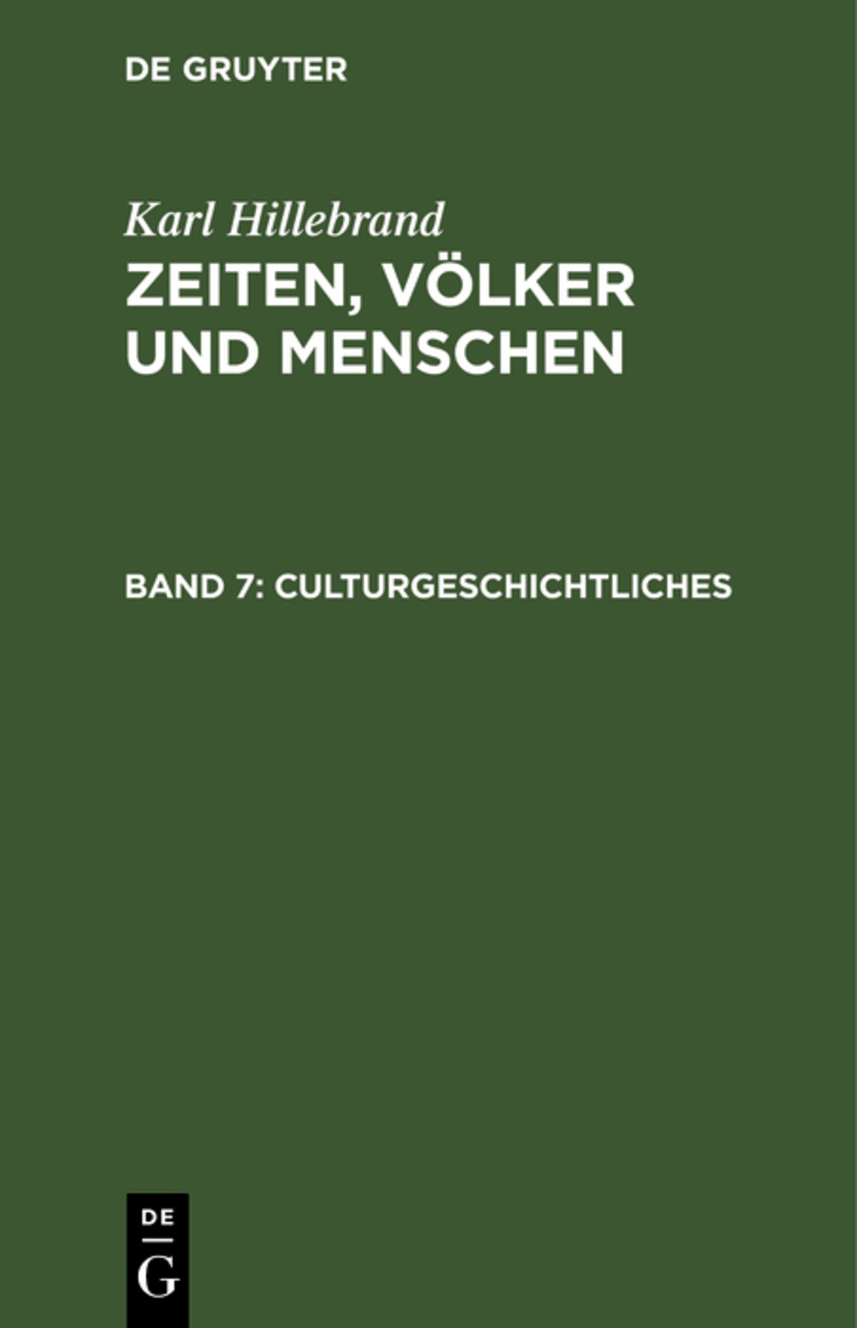 Cover image for Culturgeschichtliches ISBN 9783112378519
