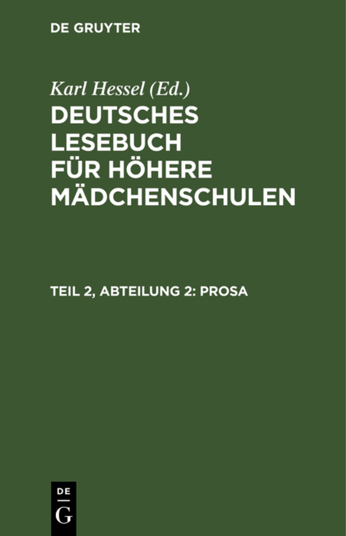 Cover image for Prosa ISBN 9783112349670