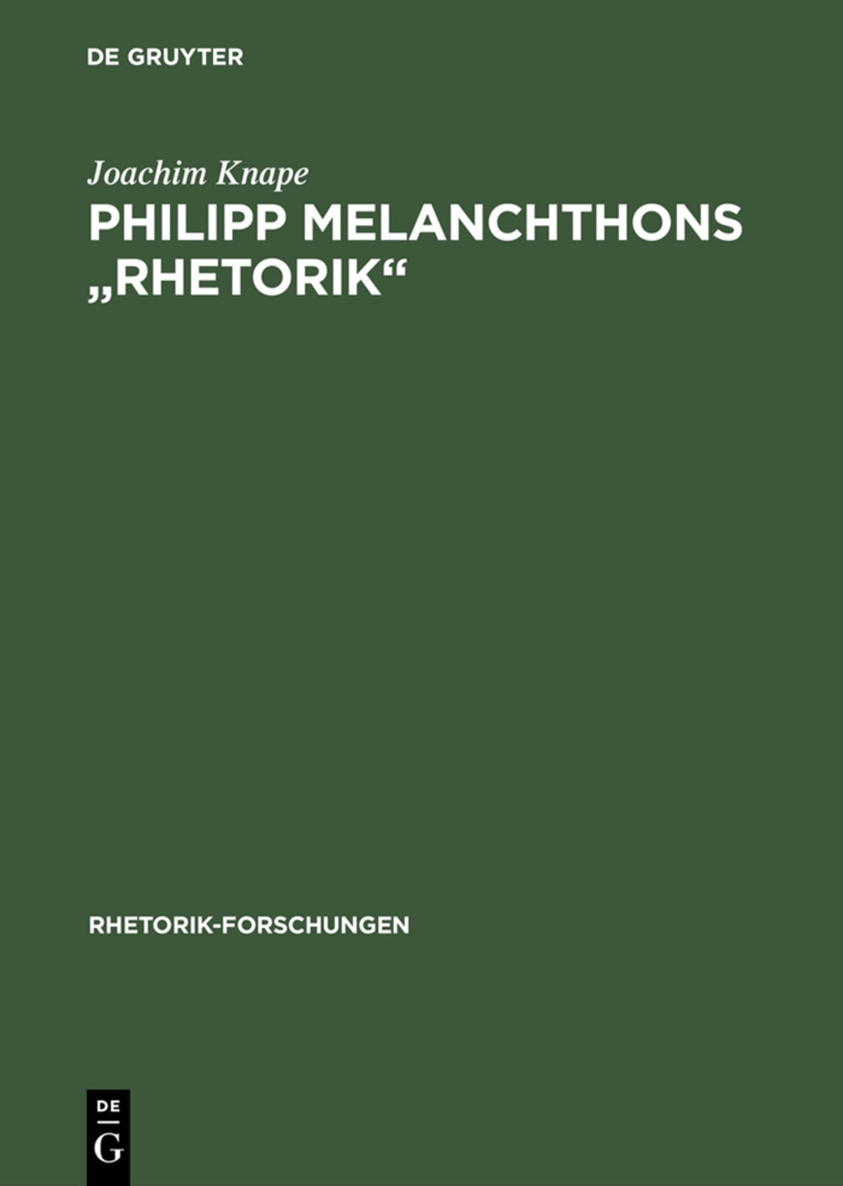 Cover image for Philipp Melanchthons "Rhetorik" ISBN 9783484680067