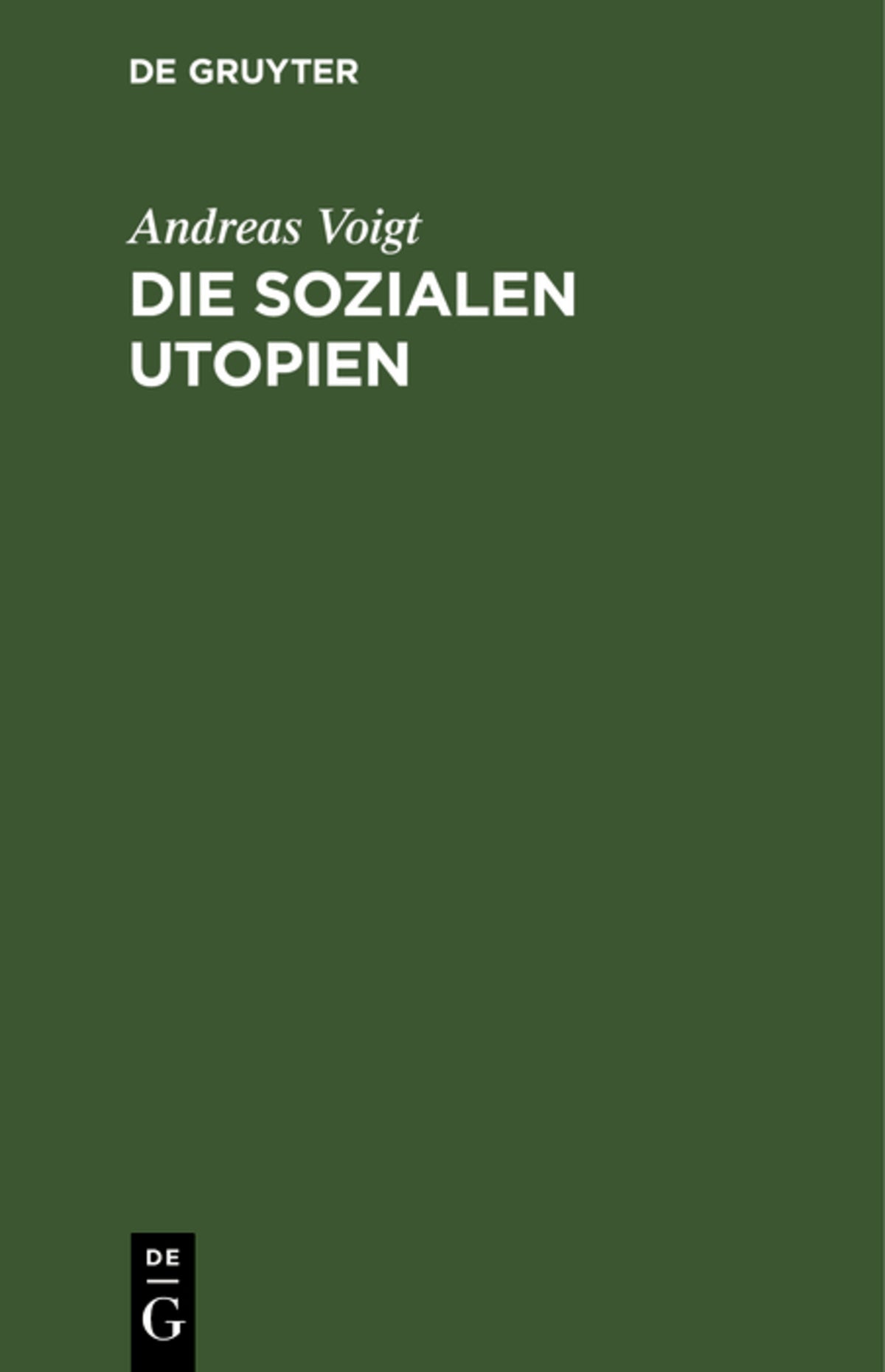 Cover image for Die sozialen Utopien ISBN 9783111310381