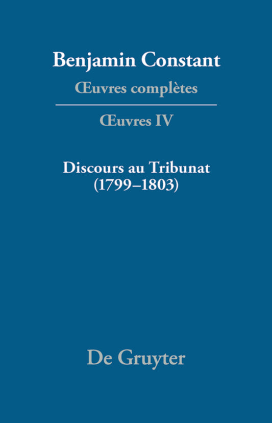 Discours au Tribunat. De la possibilité d'une constitution républicaine dans un grand pays (1799–1803)