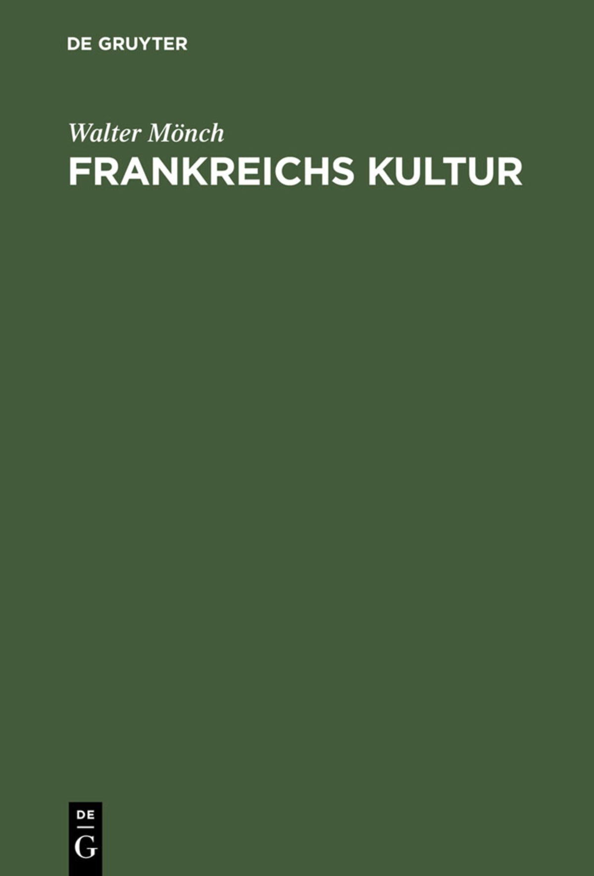 Cover image for Frankreichs Kultur ISBN 9783110036541