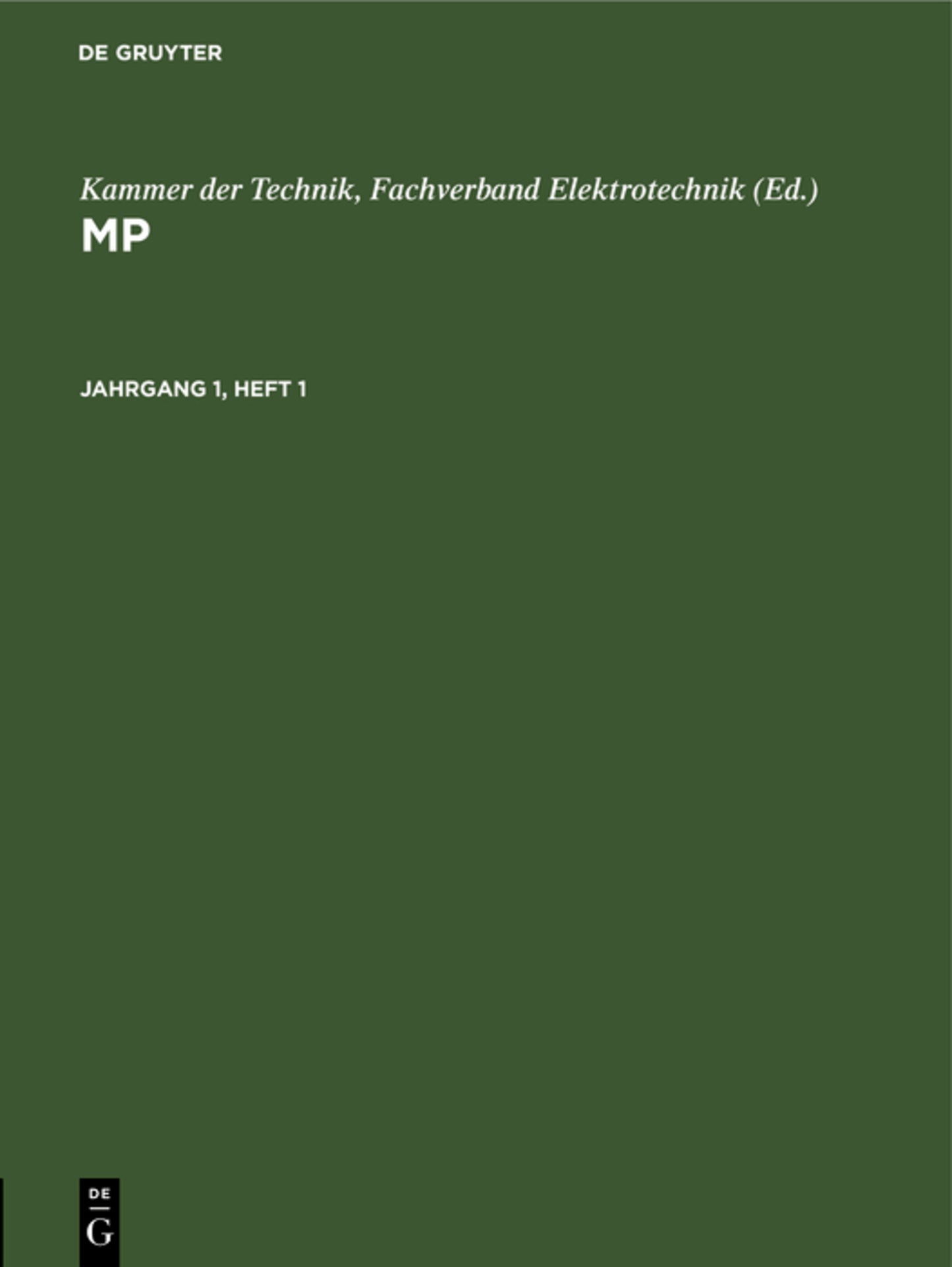 MP. Jahrgang 1, Heft 1