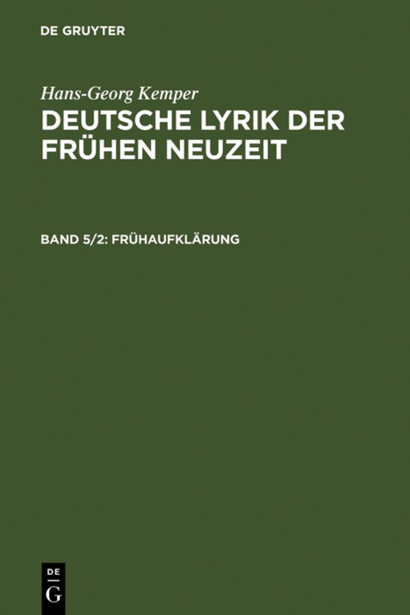 Cover image for Frühaufklärung ISBN 9783484105553