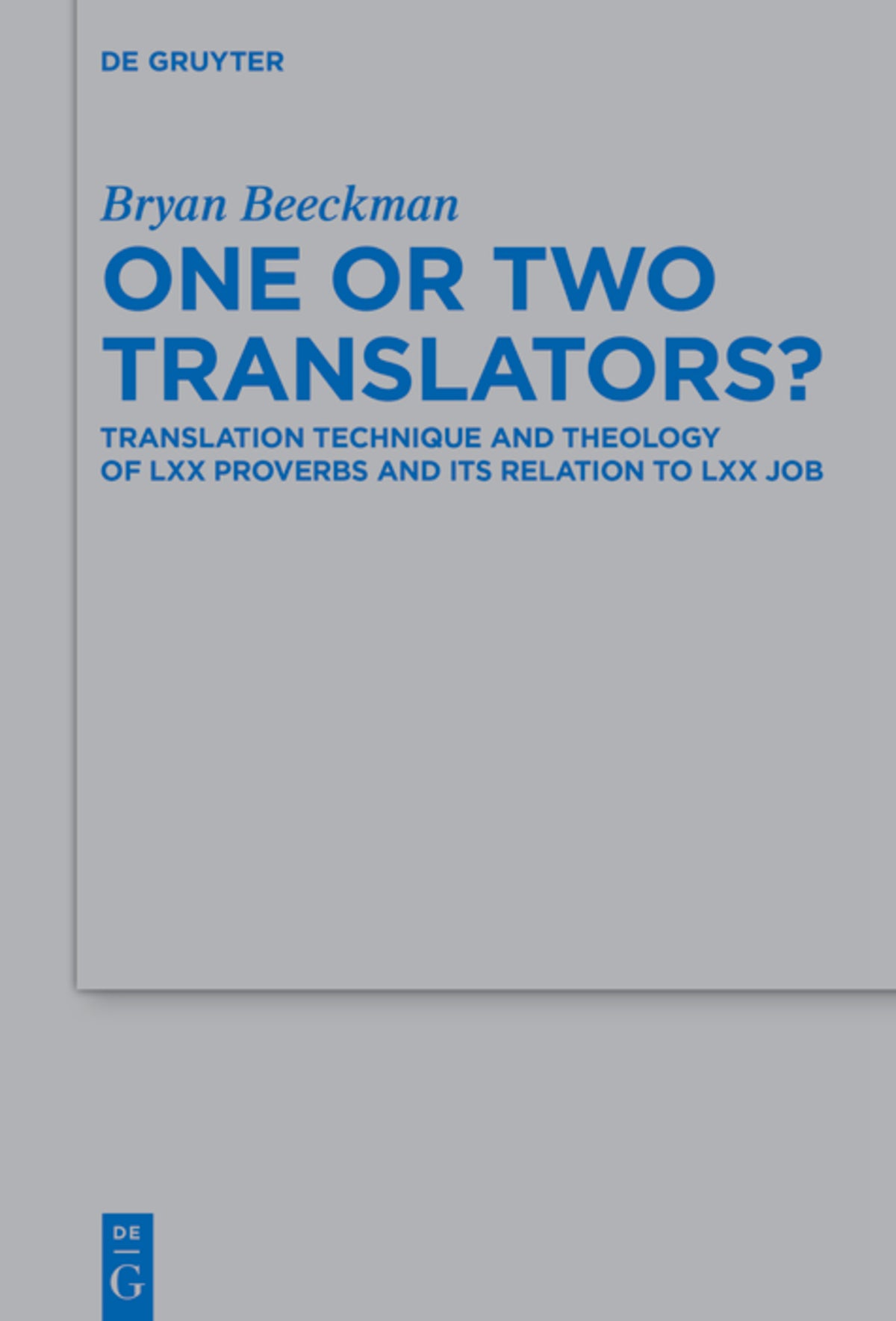 Cover image for One or Two Translators? ISBN 9783111041094